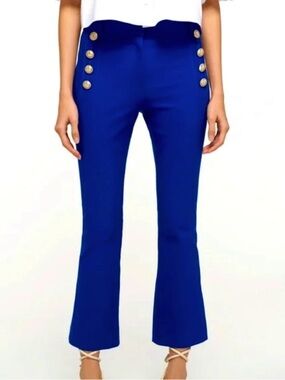 Derek Lam 10 Crosby Blue Robertson High Waisted Crop Sailor Flare Pant Size 4